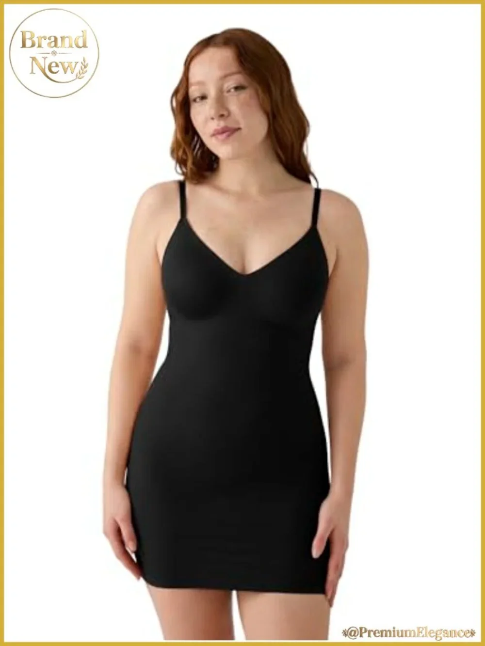 Women's Full Slip Dress with Removable Pads and Adjustable Straps
